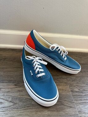 Vans Custom Men's Era Blue & Orange Canvas Lace-Up Sneakers Size 11